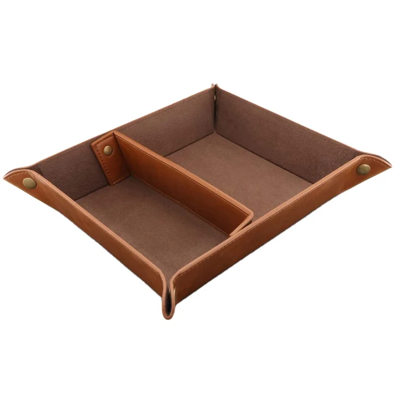 Amazon top sale Small Size Valet tray, PU Leather, Catchall, Men Women Jewelry Key, Desk Storage Plate for Phone Wallet