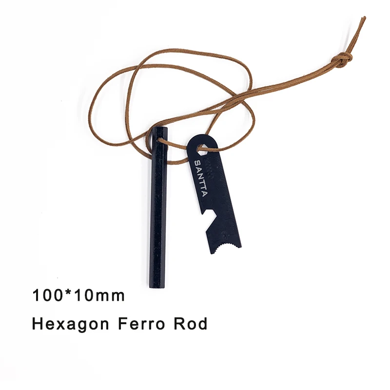 Customize LOGO Fire Starting Tools- 100*10mm Ferro Rod with  Multi-Tool Striker and Fire Starter Wick for Campfire