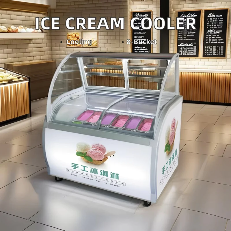Commercial 12 Plates Capacity Handmade Ice Cream Display Freezer Popsicle Display Showcase