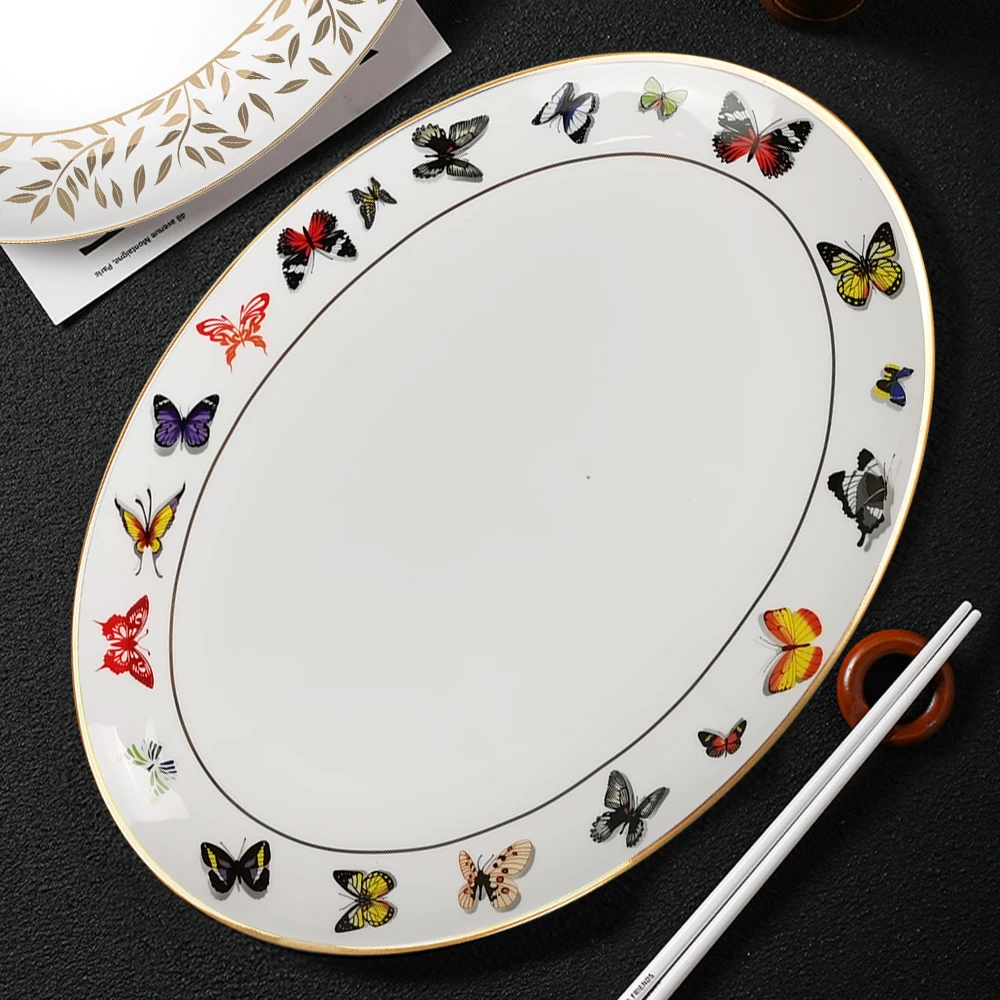 2023 Luxury Christmas charger plate home/party main course beef dish bone china dinner plate for turkey dessert dish flatware