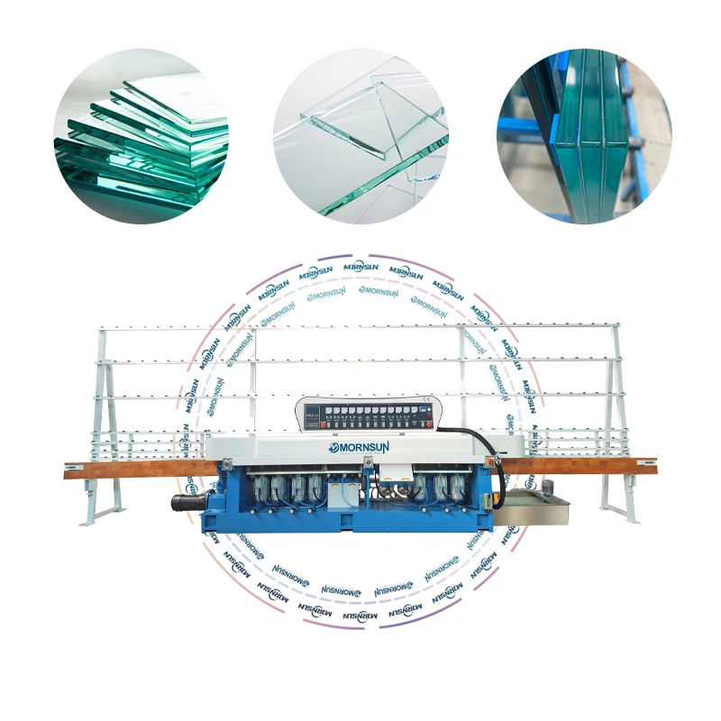 Hot Sale Chinese Brand 9 Motors Glass Polishing Straight Line Edging Machine With CE
