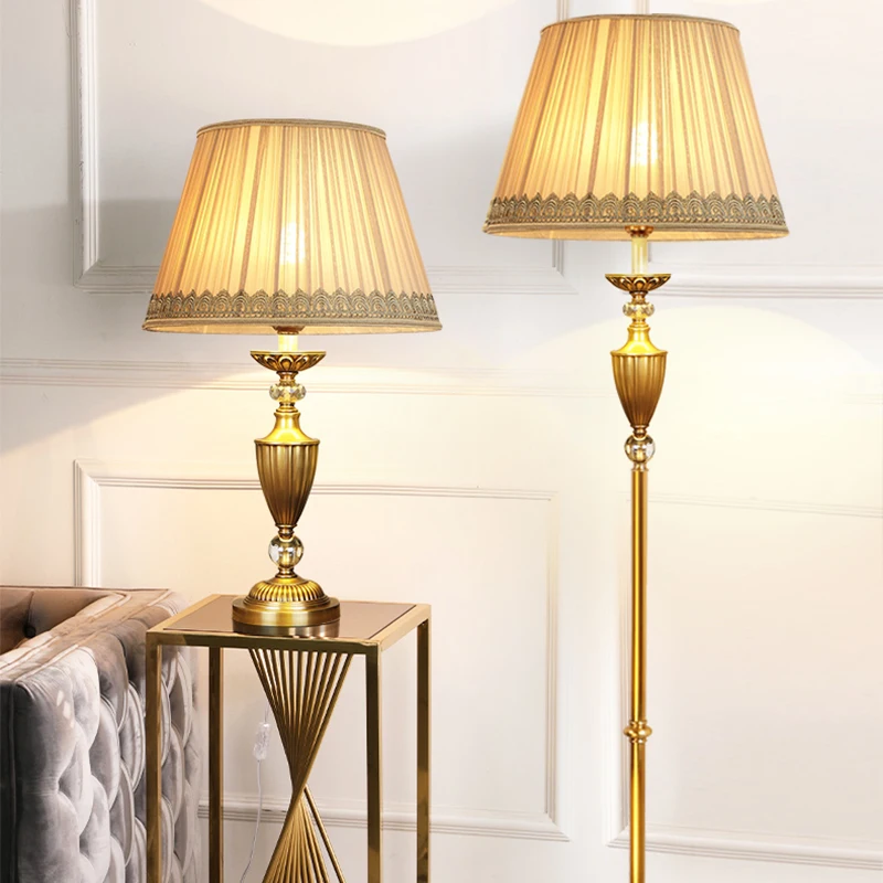 Table Lamps & Reading Lamps for Bedroom Bed Side Fabric Shade Metal Home Decor Modern Luxury LED Iron AC 90 Round Button Switch