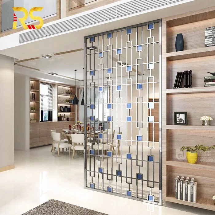Professional decorative stainless steel partition 4 sheet screen panel room divider