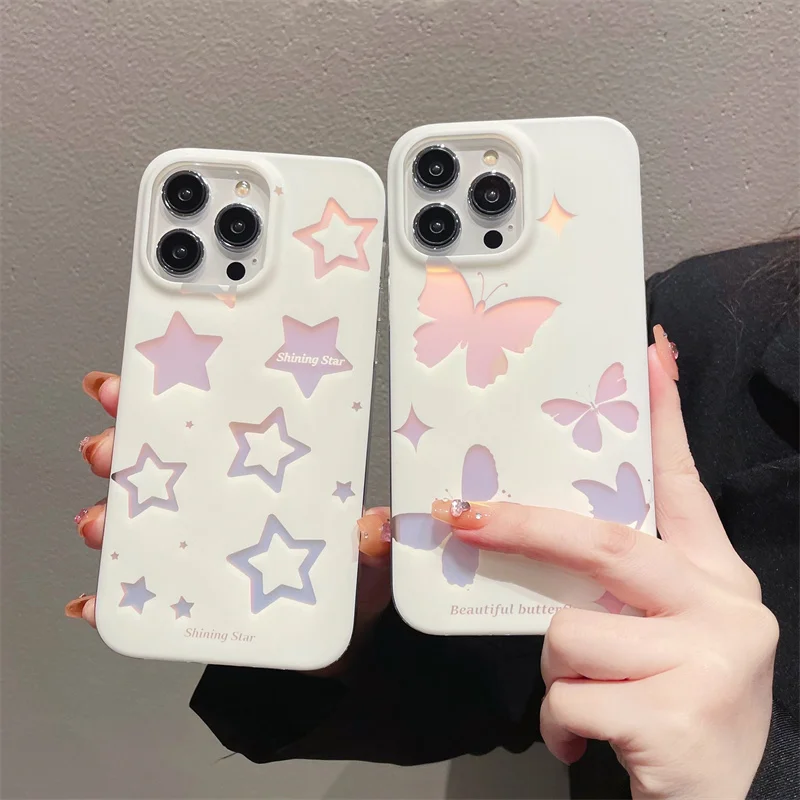 Ins hot sale bling designer phone cases luxury for iphones 14 pro 11 12 13 14 with butterfly star pattern