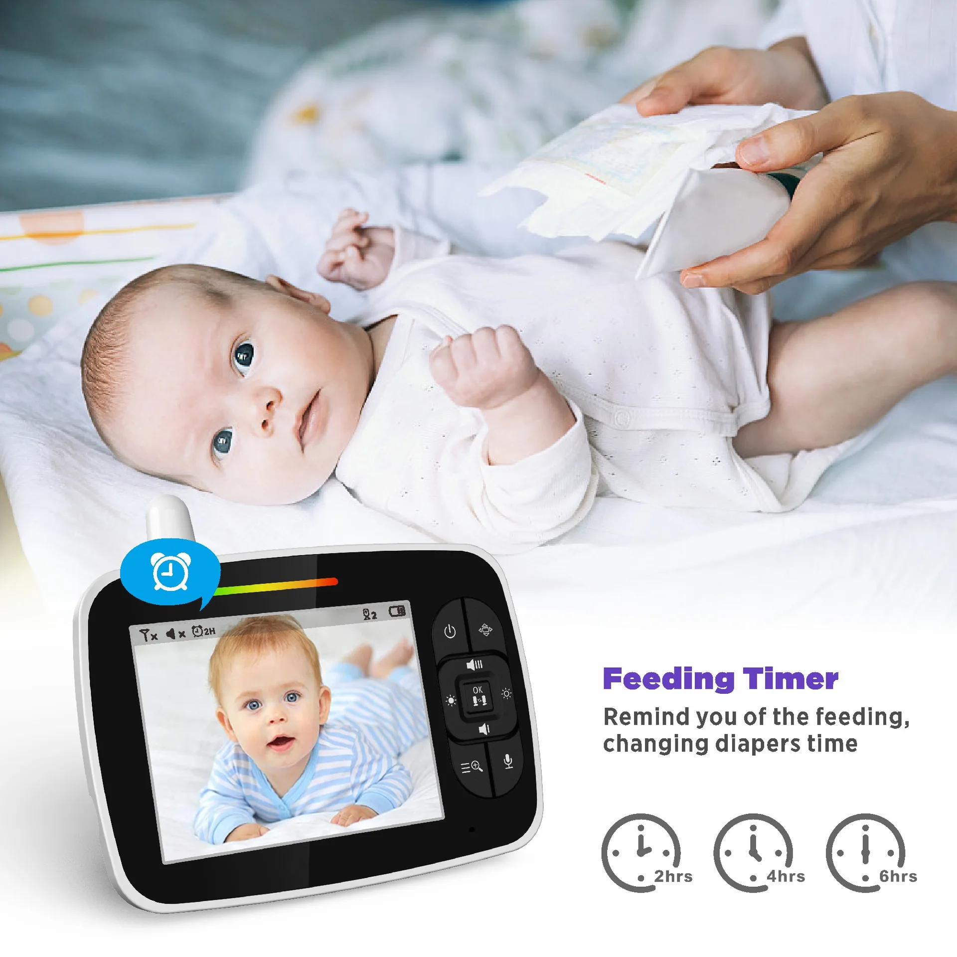 YIZHI 1280P HD 3.5Inch Screen Temperature With Cry Sound Detection Two Way Talk 2.4G Wireless Baby Phone Camera Baby Monitor