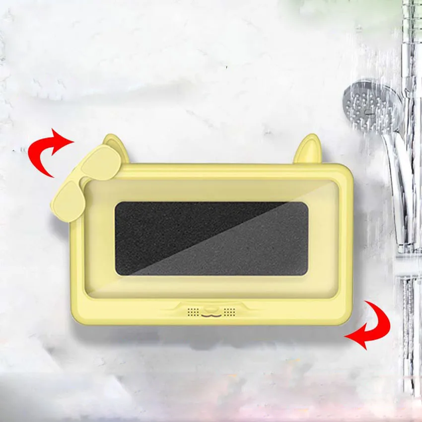 Shower Phone Holder Waterproof Anti-Fog Touch Screen Wall Mount Phone Holder for Shower Bathroom Mirror Bathtub