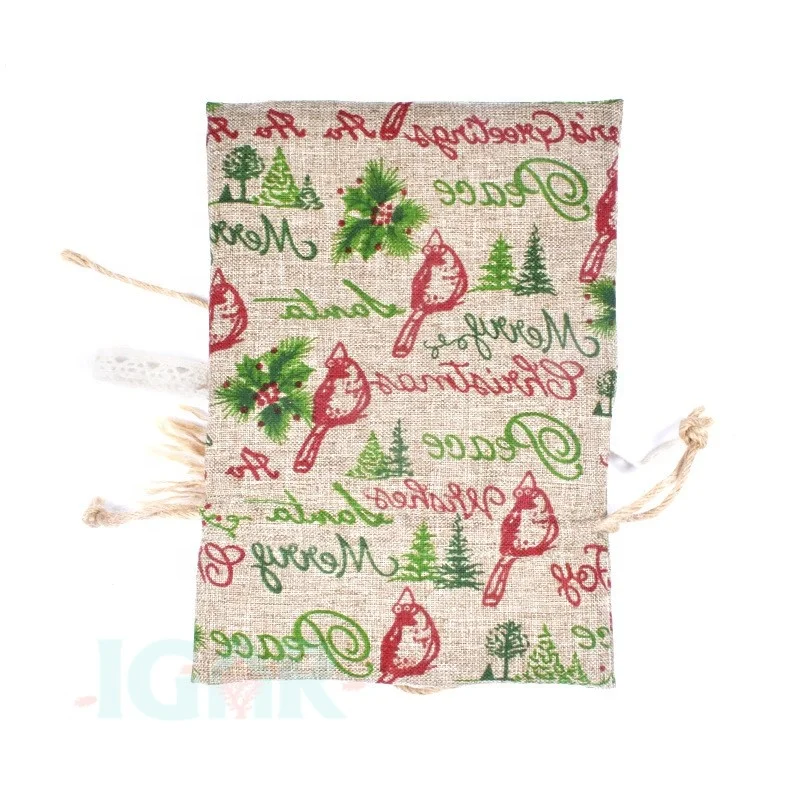 Natural Hessian Burlap Bags with ribbon Rustic Wedding Favors Party Gift Candy Boxes