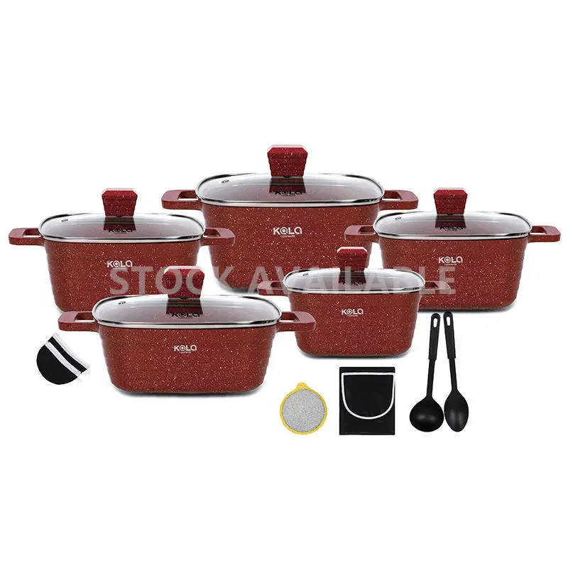 KALA Kitchen Supplies Cookware Set 16pcs 20-24-28-32cm Square Casserole Non-Stick Aluminum Wholesale for Kitchen Use