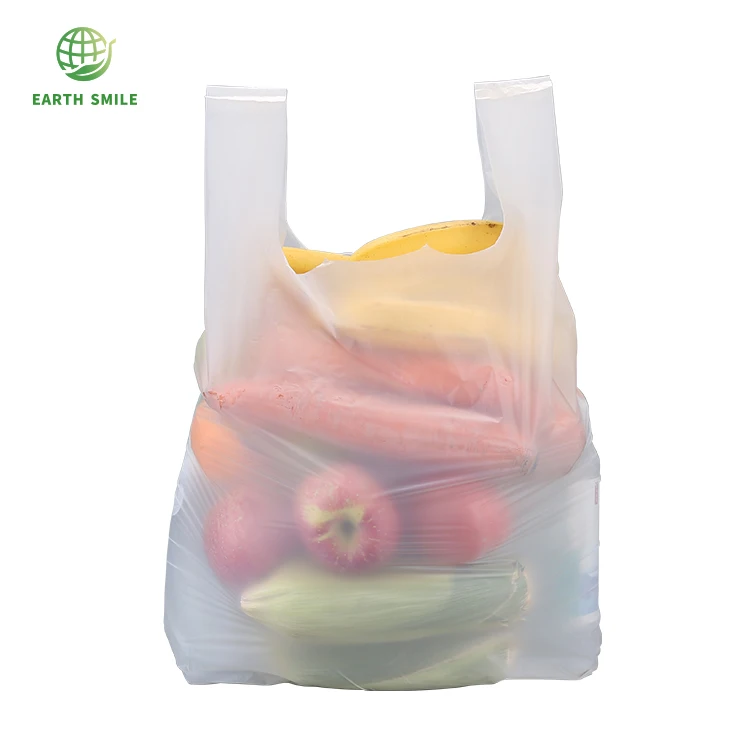 
High Quality Thick Organic Durable Reusable T Shirt Compostable Biodegradable Shopping Bags 
