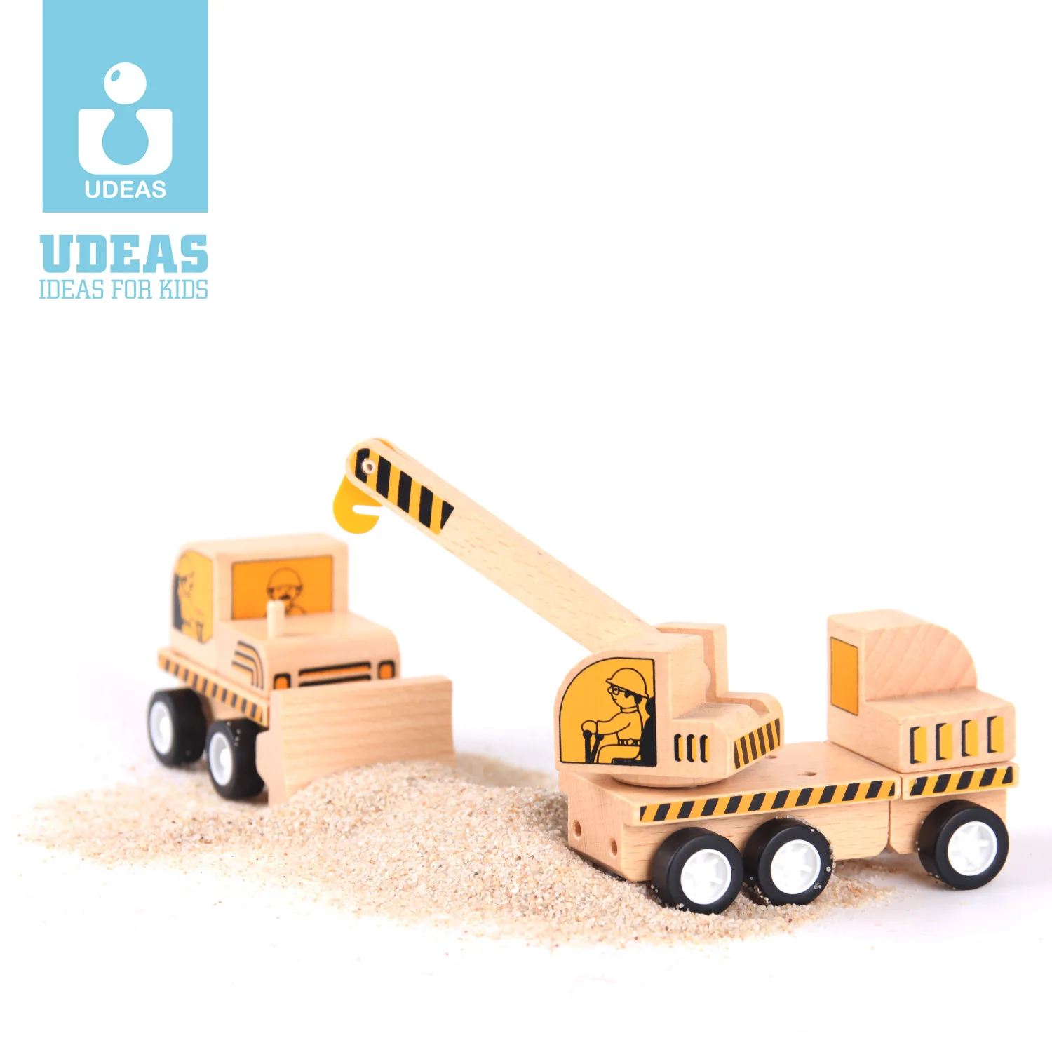 Quality Educational Wooden Toy Assemble Engineering Construction Vehicle Truck Model Car Pull Back Toys For Kids