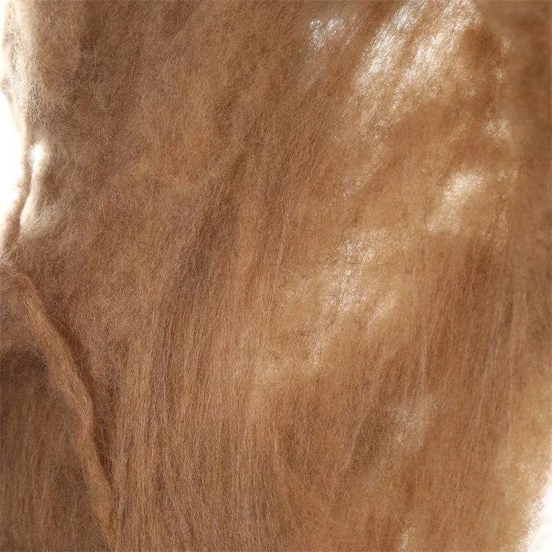factory price dyed brown color 100% sheep wool fiber for spinning yarn carded camel hair