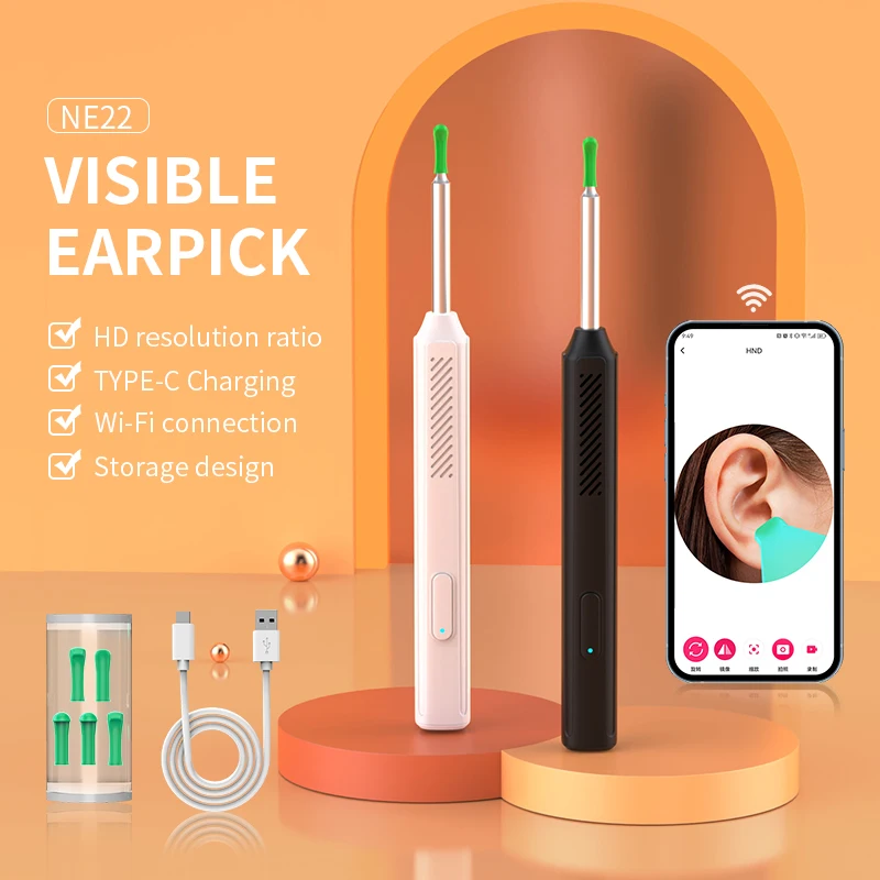 Wireless Wi-fi Visual Ear Cleaner Otoscope Ear Wax Ear Spoon Removal Sticks Endoscope with Camera Tool Kit