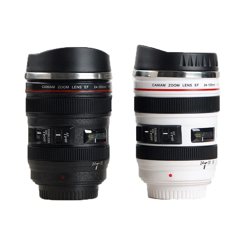 Stainless Steel Camera EF24-105mm Coffee Lens Mug White Black Coffee Mugs Creative Gift Coffee Cups canecas tazas vaso