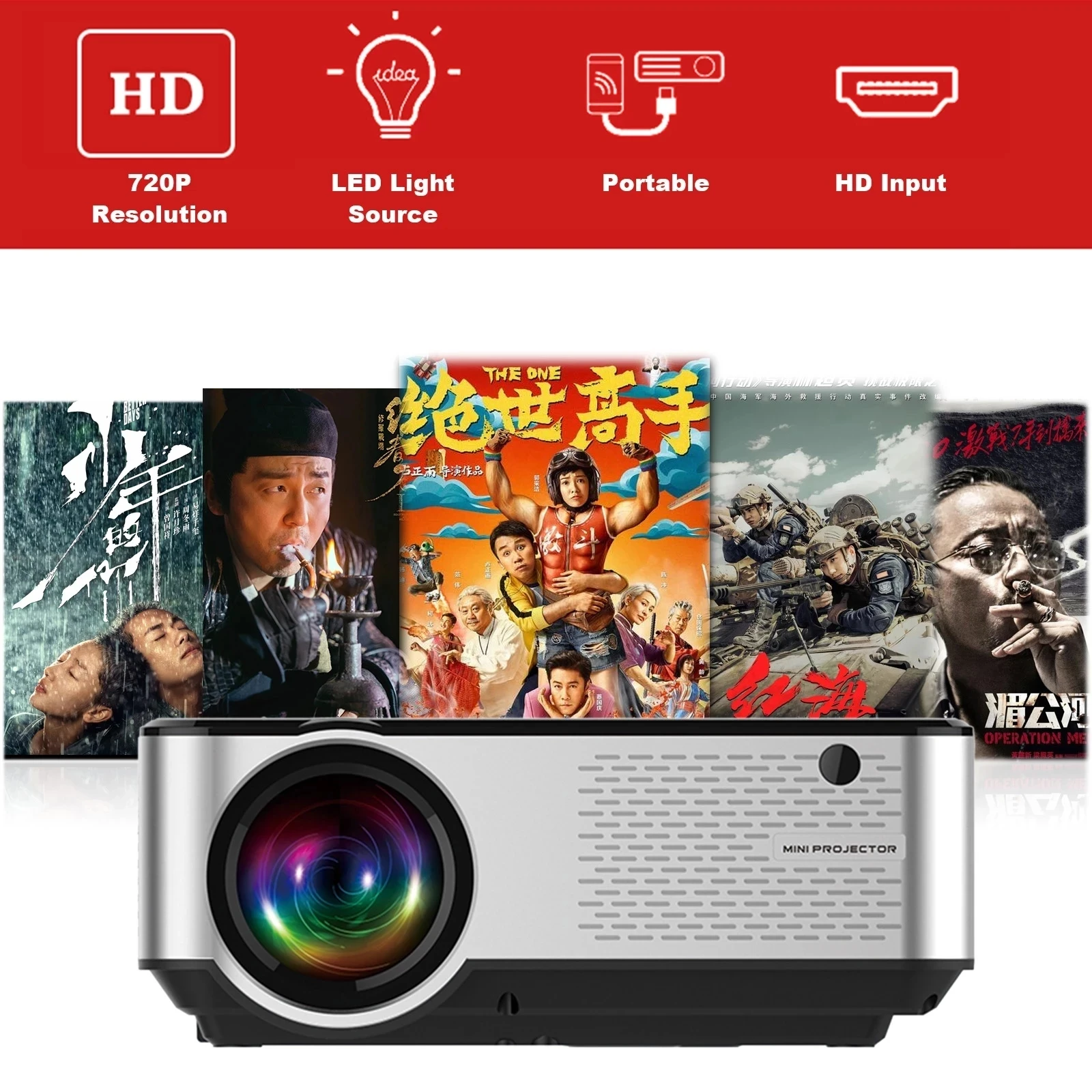 Светодиодный проектор DiGear YP13 Wi-Fi HD 720P 100 дюйма большой экран для домашнего кинотеатра