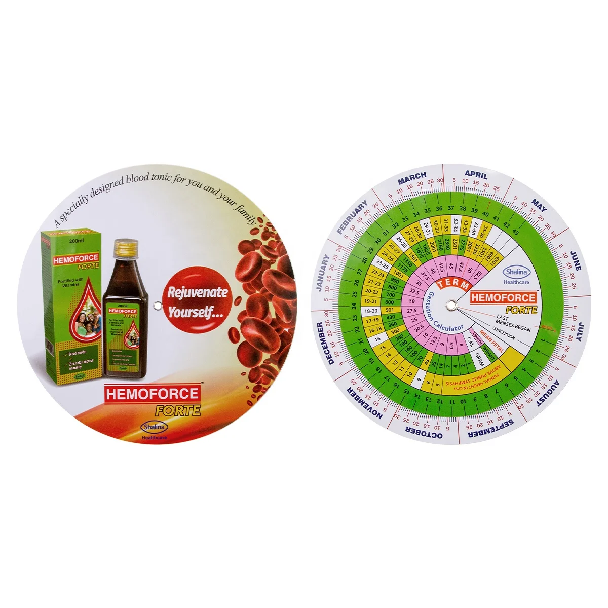 Round BMI Medical Pregnancy Due Date Calculator Wheel