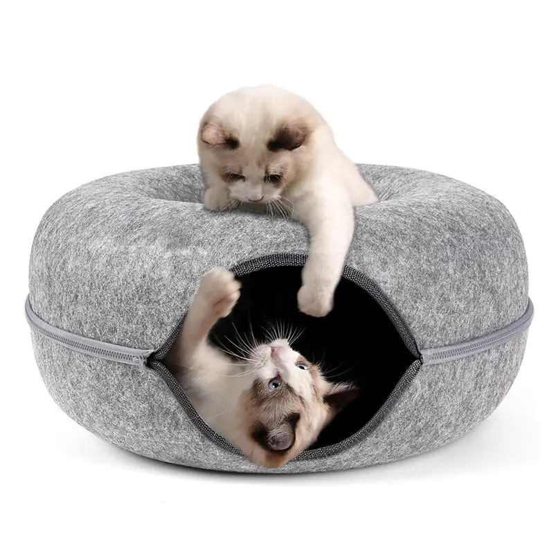 2024 new design felt five-pointed star tunnel pet bed cat nest removable for rest and play, universal for four seasons