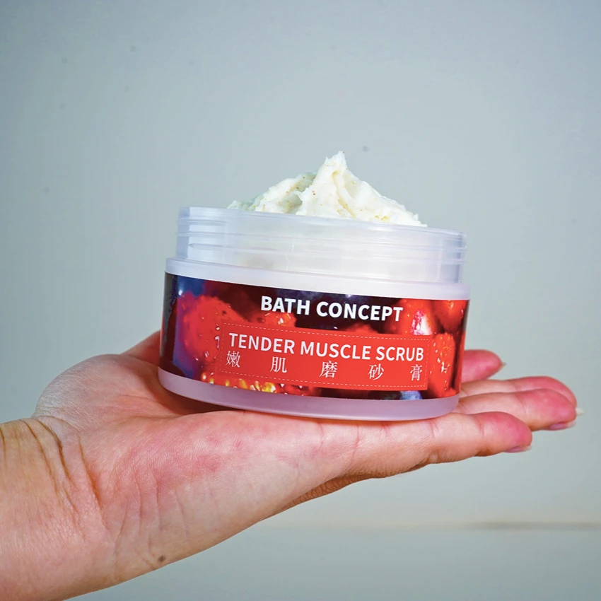 Best Selling Custom Body Scrub Manufacturer Exfoliate Natural Rose And Pomegranate Scent Private Label Body Scrub