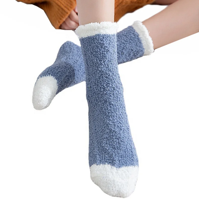 Winter Customized Pattern Plush Fuzzy Warm Slipper Home Bed Floor Socks for Women