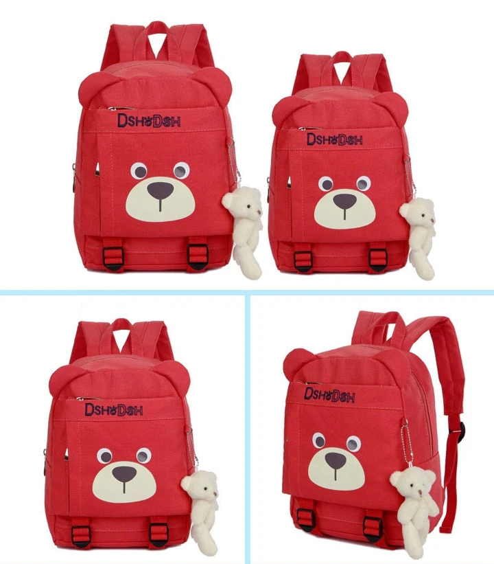 New design funny kids backpack with bear doll primary school students backpacks school bags for children