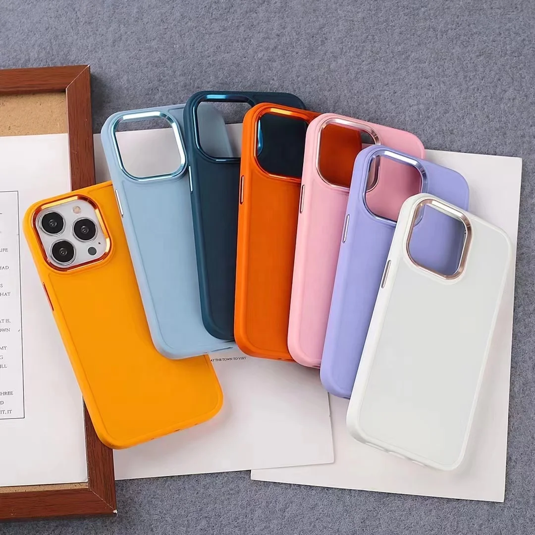 Metal 3 in 1 Frosted Hard Phone Case Candy Color Metal Lens Aluminum Button For iPhone7/8 XR XS MAX 13 Pro Max 12 Mini 11 Case