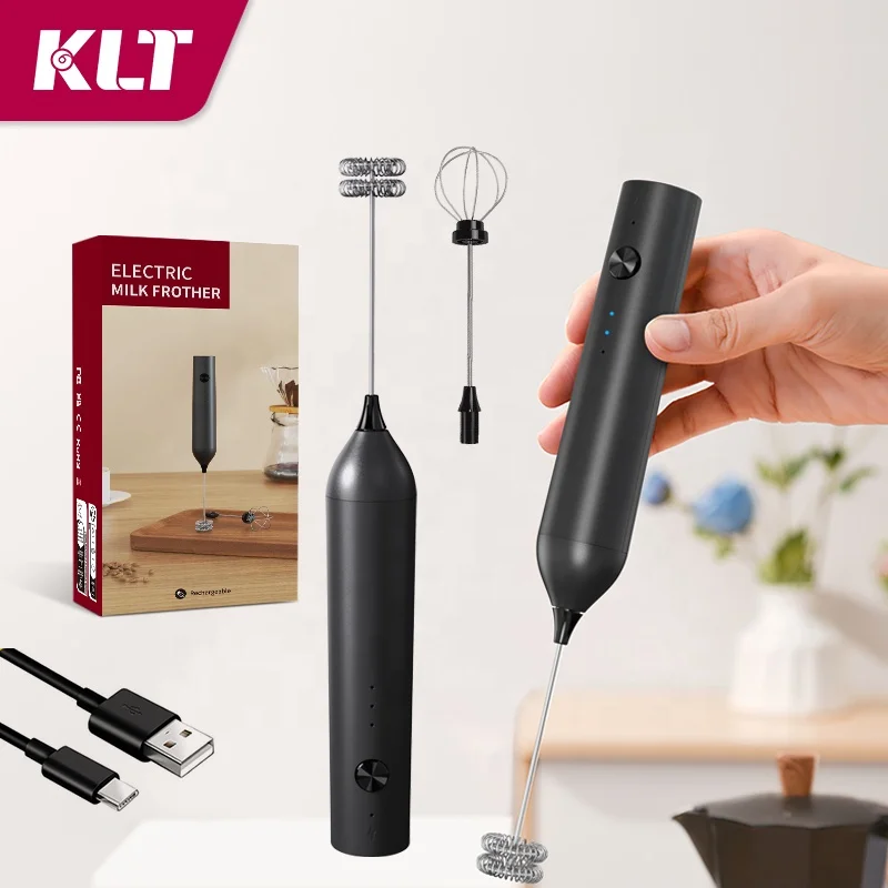 2024 NEW Type-C Rechargeable Double-layer Whisk Milk Foam Maker Handheld Egg Beater Electric Milk Frother