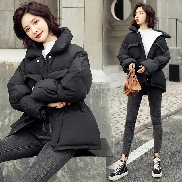 Plus Size Solid Color Winter Short Warm Parka Fashion Ladies Coat Women Cotton Padded Jacket