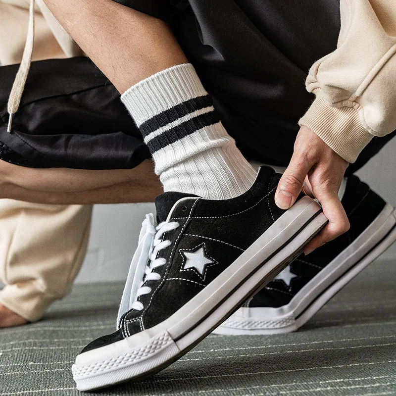 Streetwear Men sock dress formal cityboys orange rib socks for men cotton Basketball Thick Needle Striped Socks