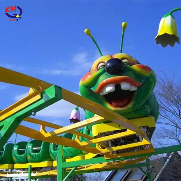 Worm Pulley Rides Caterpillar Amusement Park Track Train Mini Roller Coaster for Kids