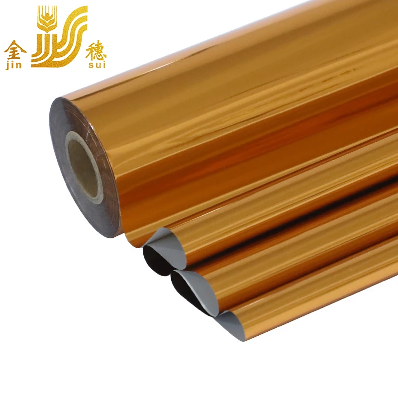 Jinsui Glossy Copper Heat Transfer Aluminum Film Hot Stamping Foil For Cardboard And Plastic Printing