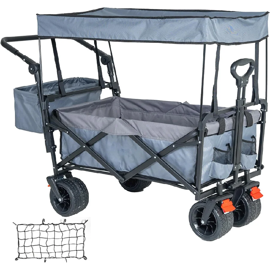 Practical Foldable Truck Cart with Detachable Canopy for Shopping Storage Tools OEM Customizable