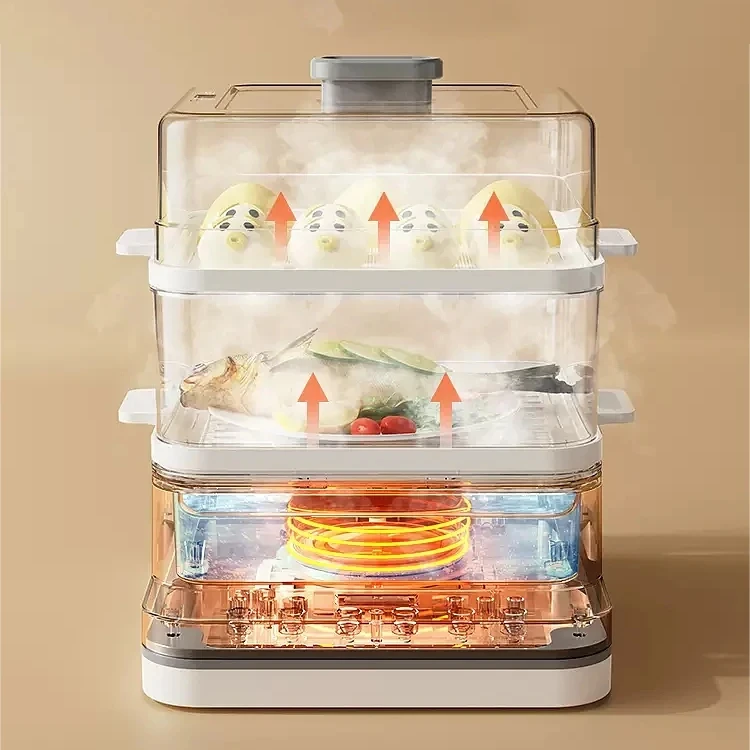 3  layers stackable container of total 27L Electric Food Steamer pot cooker big capacity steamed stuffed bun