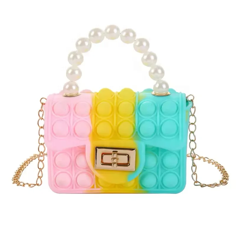 New girls crossbody bag mini silicone  jelly handbags for women and kids gift Children Silicone Chain one shoulder bag
