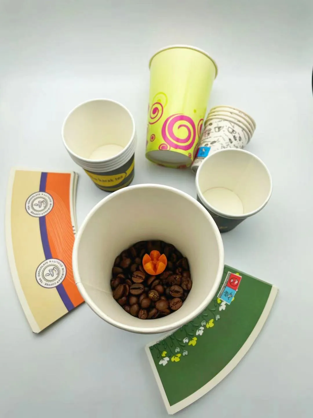 Special Manufacturing-Ready Paper Paperboard Coffee Cups Fan with Printed Design