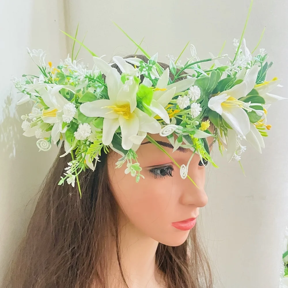 Fabric floral headband Artificial tropical plumeria Island frangipani tiare hibiscus pin comb headband dancing party accessories
