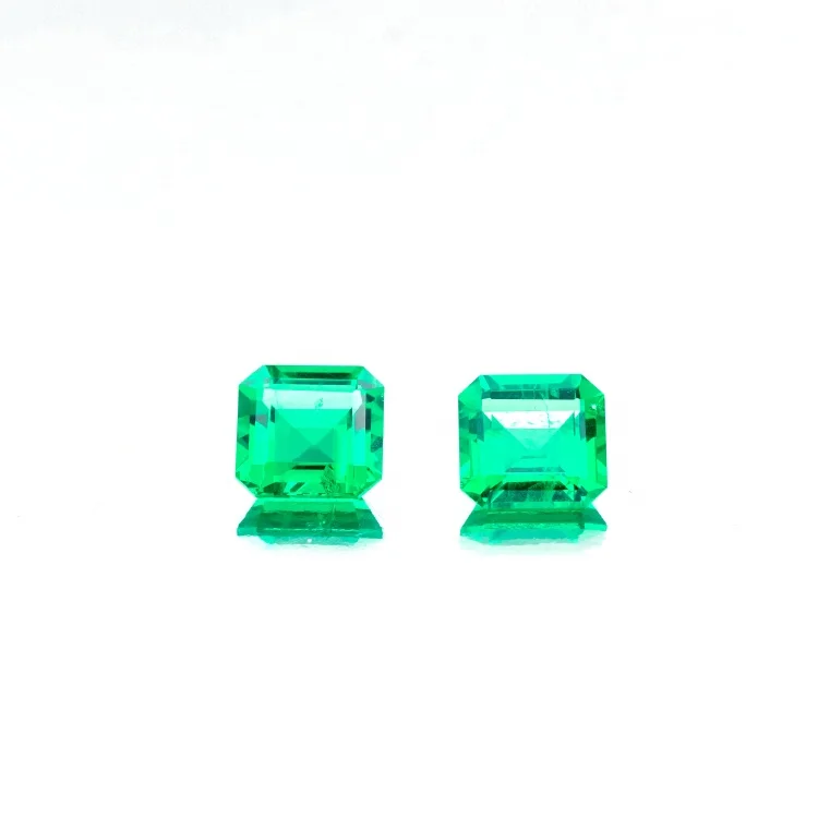 High quality Emerald Square Cut Glass Stone Loose Synthetic Green Glass Gemstone
