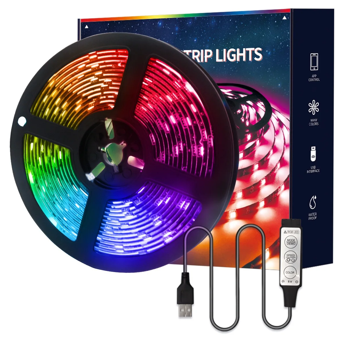 3M 90LEDS TV backlight bluetooth DC5V 24keys controller with remote control USB SMD led strip light RGB smd5050 IP65 for TV