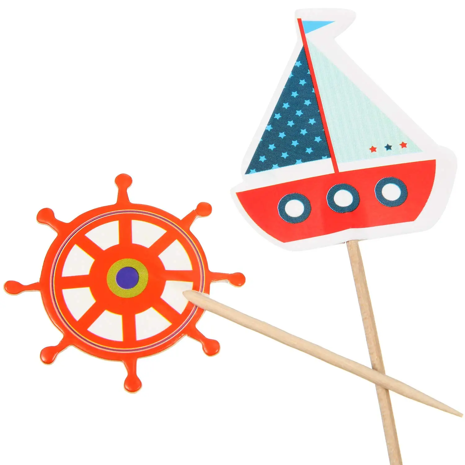 Nautical Cupcake Toppers Ocean Theme Toothpicks Birthday Cake Picks Decorations for Navy Baby Shower Party Favors Supplies