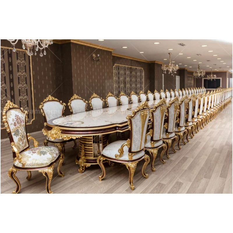 Turkey Dining Table with Carved Chair Furniture Custom Table Antique Large Classic Banquet hall table