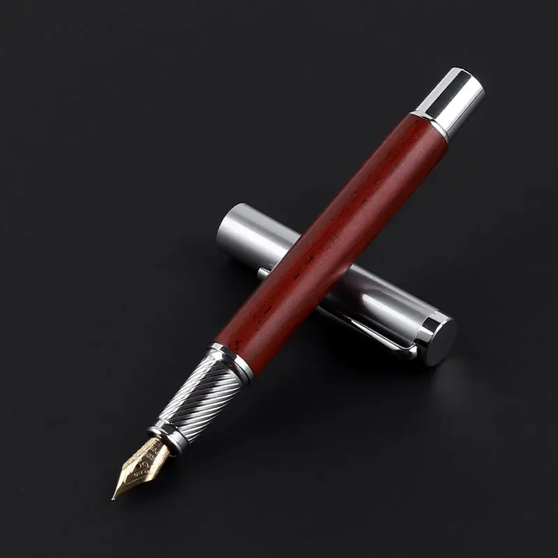 Hot selling promotional luxury classic business executive office writing wood fountain ink pen with gift box