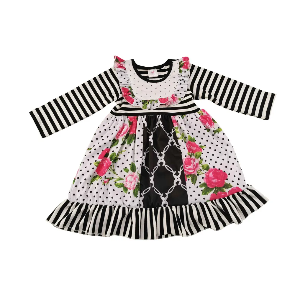 Hot sale baby girl boutique floral ruffle clothes set fall winter toddler girls outfits