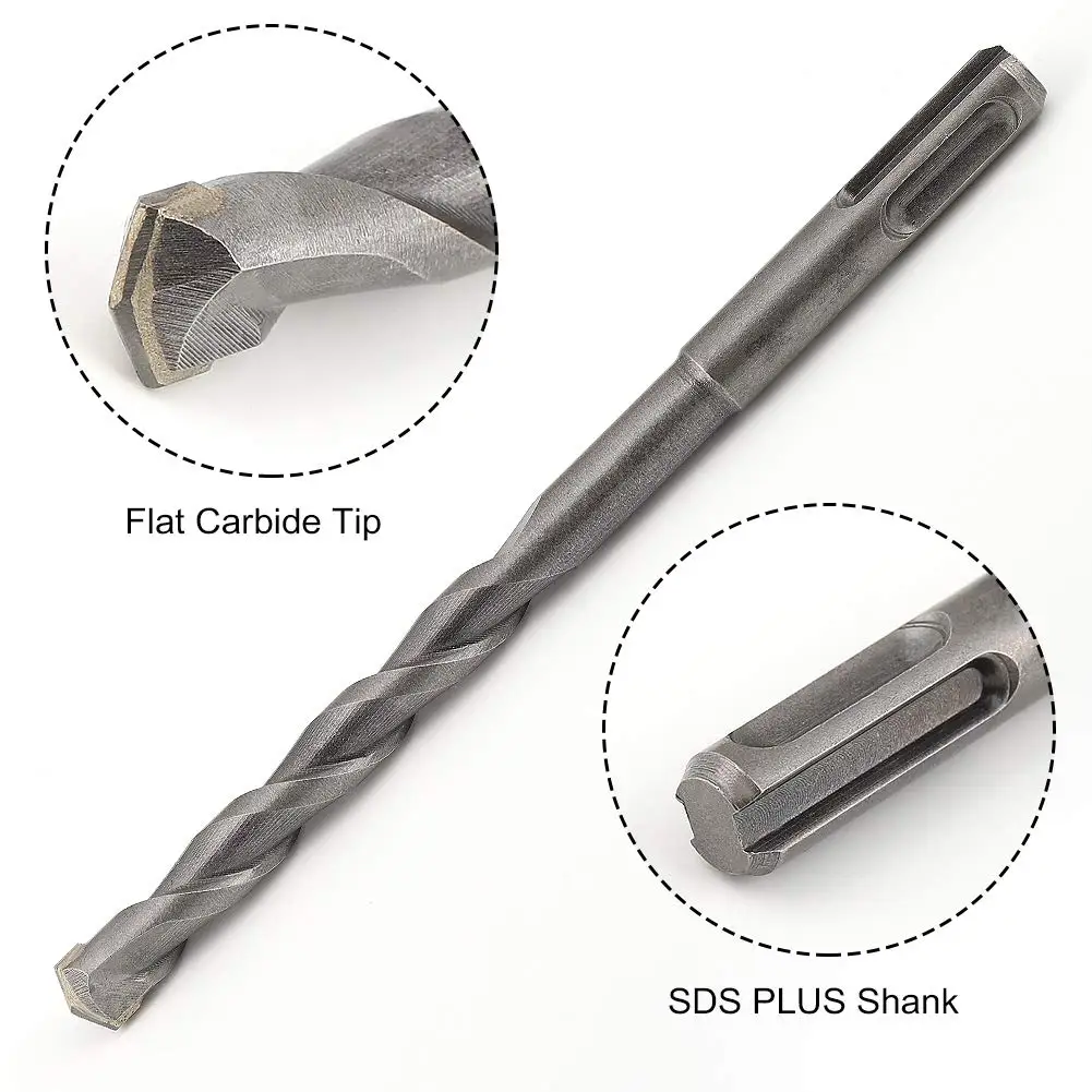 6 Pcs SDS Plus Rotary Hammer Drill Bit Sets with Point Chisel, Flat Chisel Tipped Masonry Bit Set for Brick Cement Stone