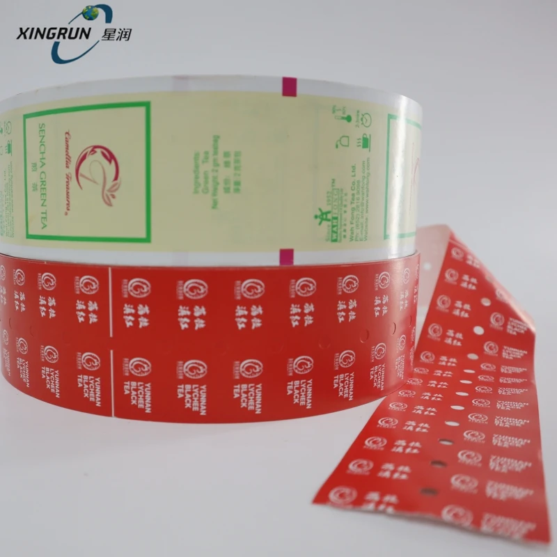 Custom Hot Sealed Coated Paper Tea Bag Nylon Triangle Teabag Tags Label Roll for IMA C21 Tea Bag Packing Machinery