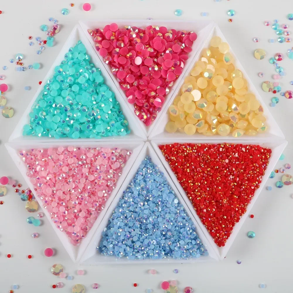 BULK 3MM 4MM 5MM Jelly AB Flatback Rhinestone Glitter Resin AB Rhinestone Wholesale Craft DIY Beads Bling Kit Candy Cabs Stones