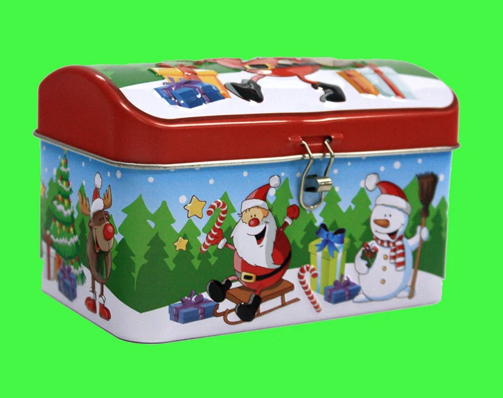 Triangle holiday tin cans tine case tea box