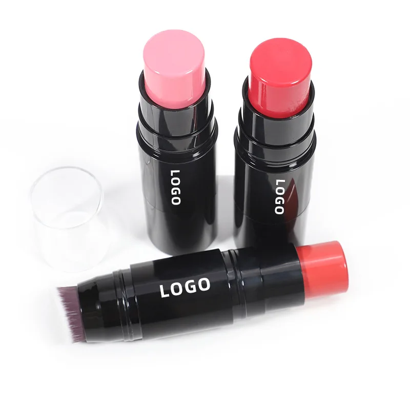 Custom Logo Private Label Blusher With Brush High Pigment Cheek Lip Eye Waterproof Long Lasting Tint Face Makeup Blush Stick