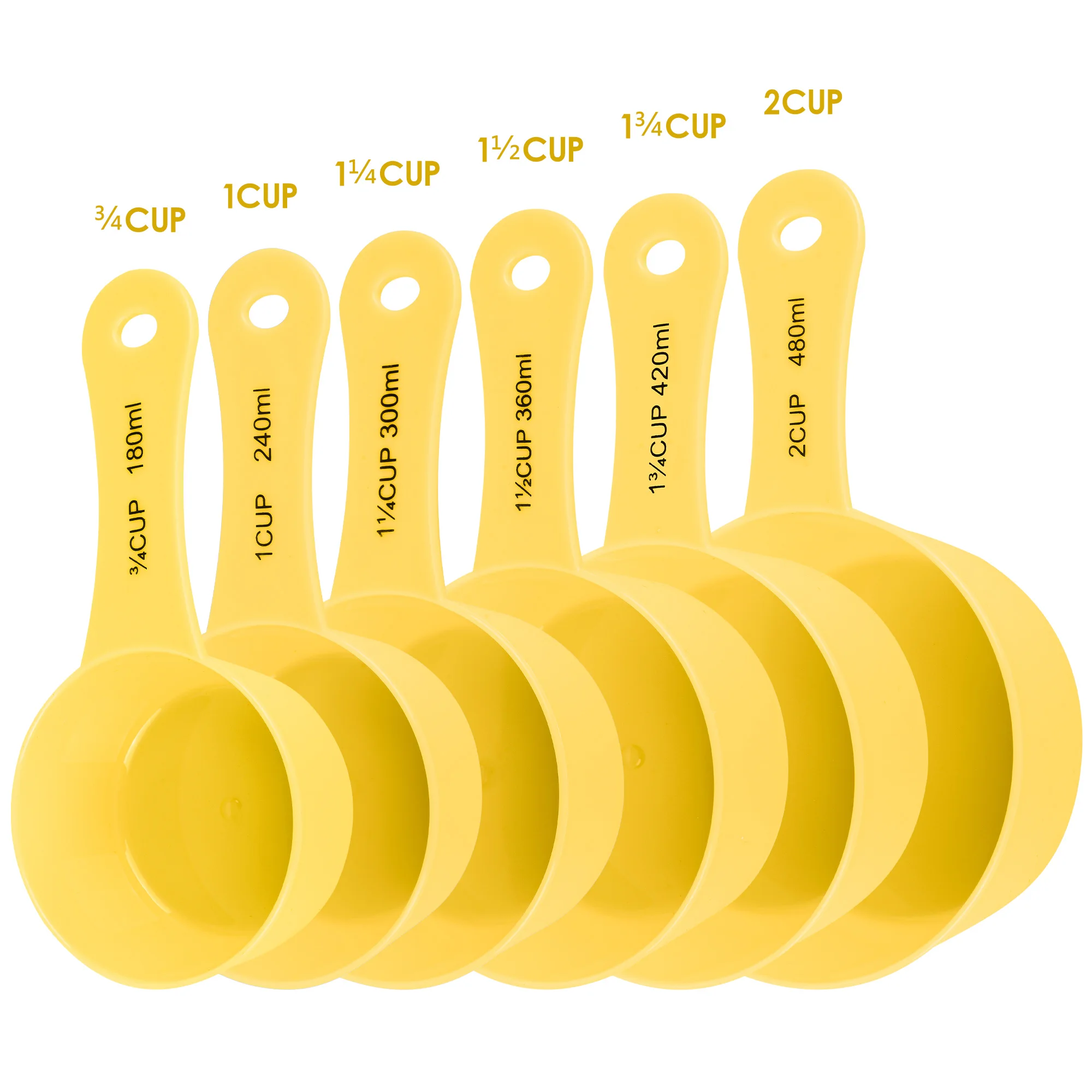 Food Grade 6 Pieces Large Capacity plastic Colorful Measuring Cups Set