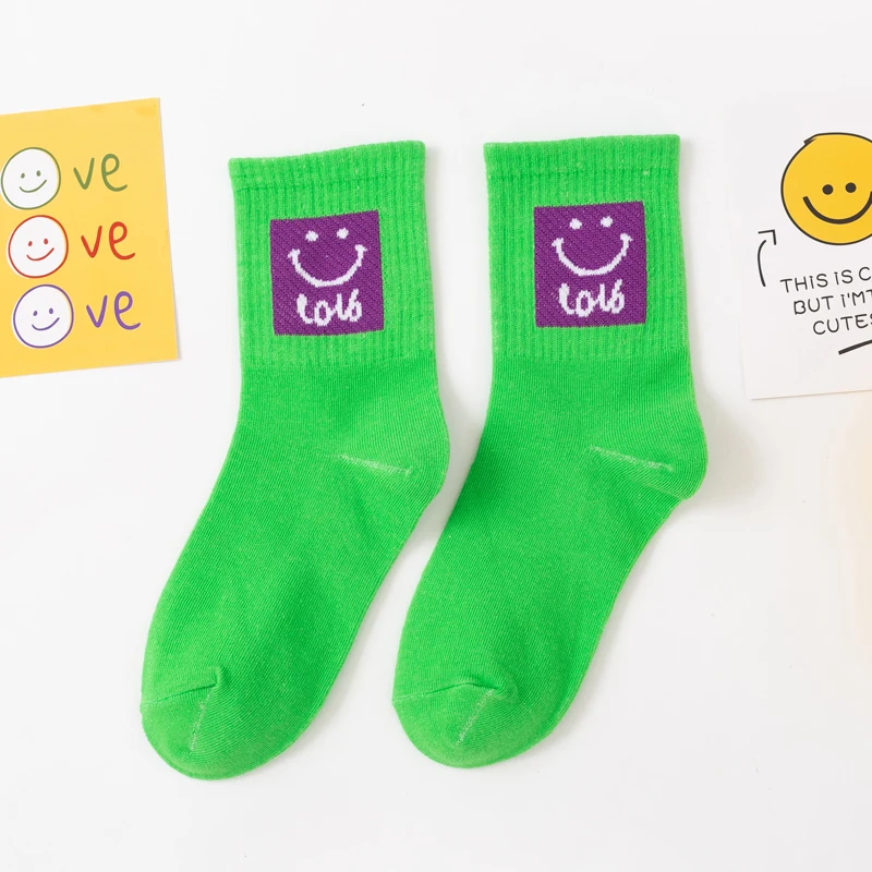 Kids Cartoon Socks smiley  Design Children Cute Kids 100% Cotton White Girl School  Socks    for kids  0-12 Years Old