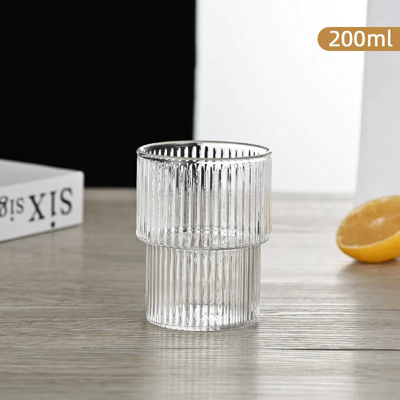 Wholesale Creative Unique Ribbed Cold Coffee Cup Reusable Glass Cups
