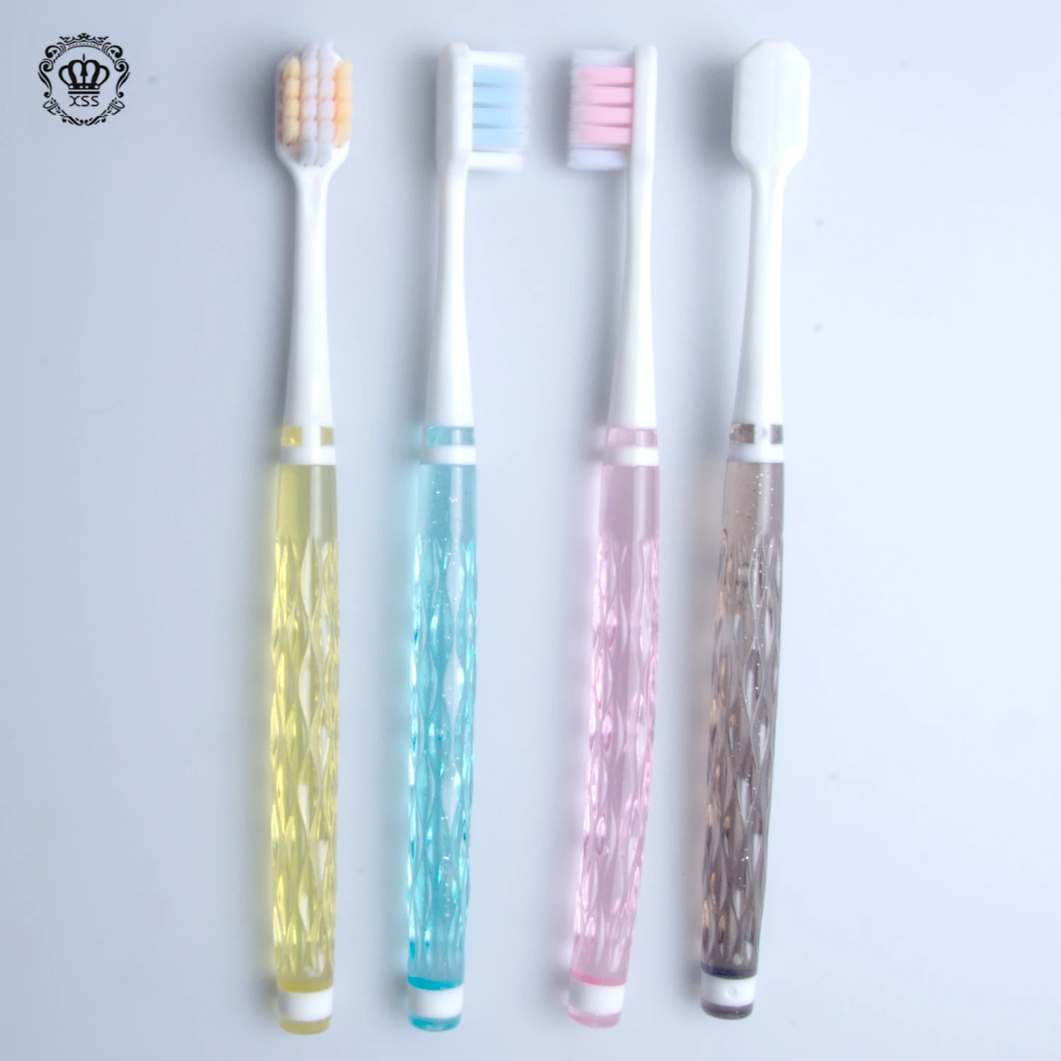 XiBrush Adult Customized Logo Toothbrush Manufacturer Anti Slip Handle OEM Private Label Soft Tooth Brush Crystal Transparent