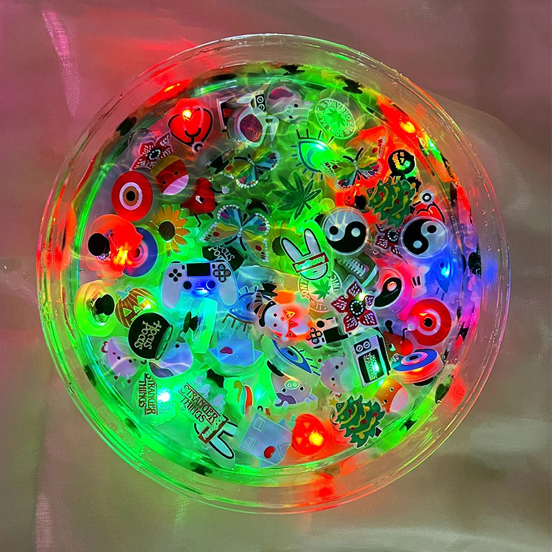 Factory Price DIY Custom PVC Cartoon Light Up Clog Accessories Football Team Logo Shoes LED clog Charms